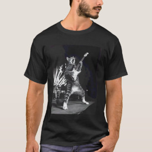 Camiseta Gato Engraçado Tocando Guitarra Rock Star Rock & R