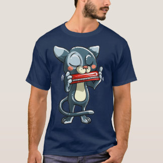 Camiseta Gato Engraçado Tocando Harmonica Legal Amor Animal