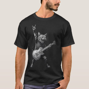 Camiseta Gato Engraçado Tocando Música Rock And Roll Rock G