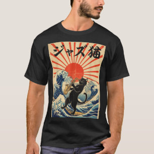 Camiseta Gato Engraçado Tocando Saxofone Para Saxo Músico d