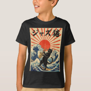 Camiseta Gato Engraçado Tocando Saxofone Para Saxo Músico d