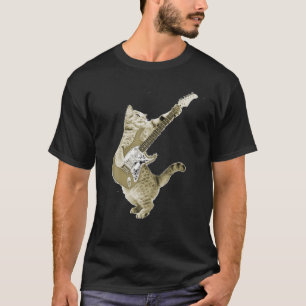 Camiseta Gato Engraçado Tocando Violão Amantes Kitty Guitar