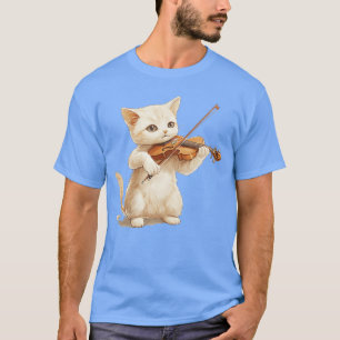 Camiseta Gato engraçado tocando violino para gato e amante