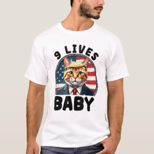Camiseta Gato Engraçado Trump 9 Vive JD Vance Ganhamos