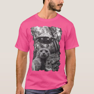 Camiseta Gato Engraçado Ufo Alienígena Engraçado Gato Selfi