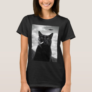 Camiseta Gato Engraçado Ufo Meme Selfie Alien
