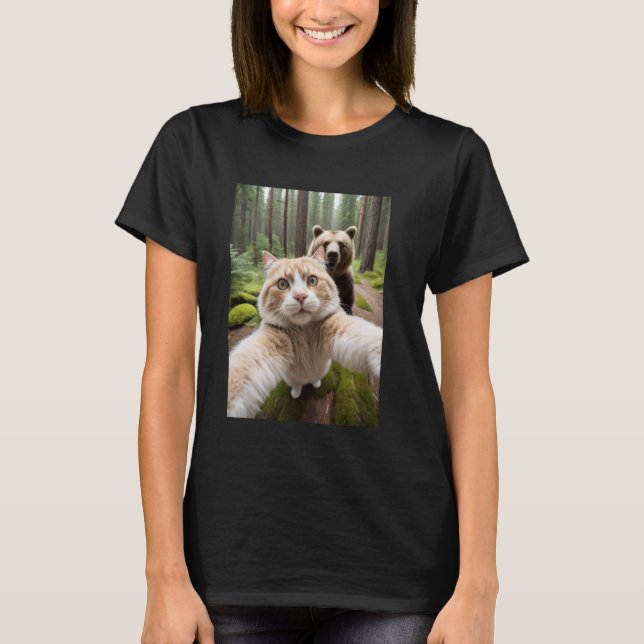 Camiseta Gato Engraçado Urso A Última Selfie (Frente)