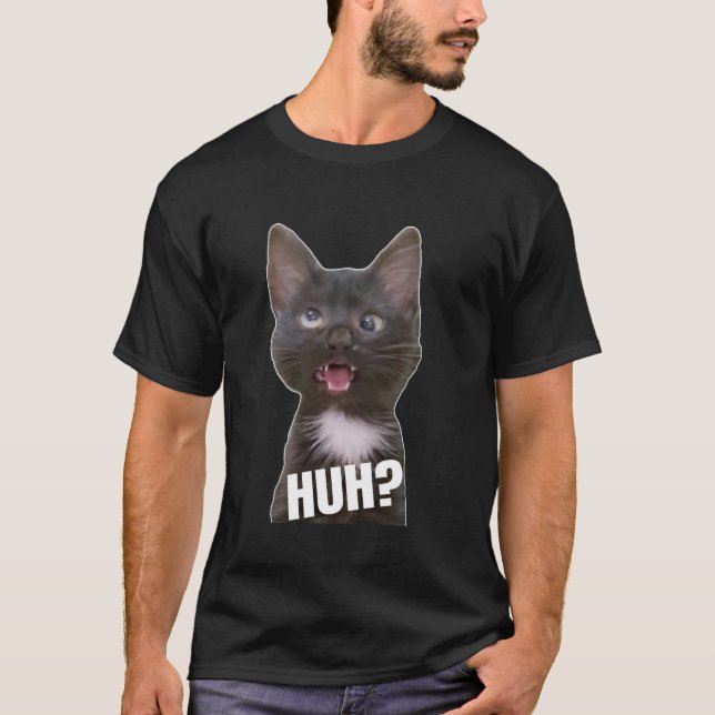 Camiseta Gato Engraçado Vesgo Meme Huh Gato Engraçado (Frente)