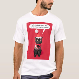 Camiseta Gato Engraçado Vestido de Natal