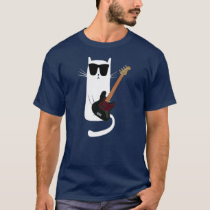Camiseta Gato Engraçado Vestindo Óculos De Sol Tocando Viol