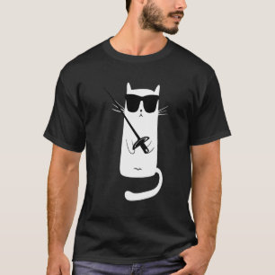 Camiseta Gato Engraçado Vestindo Óculos De Sol Vedando Para