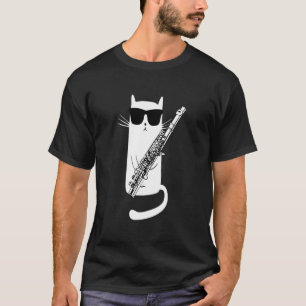 Camiseta Gato Engraçado Vestindo Óculos Solares Fazendo Flu