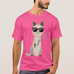 Camiseta Gato Engraçado Vestindo Óculos Solares Jogando Fla