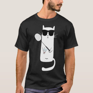 Camiseta Gato Engraçado Vestindo Pulmões Jogando Dminton