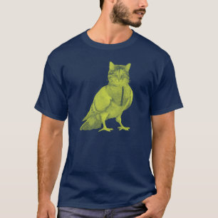 Camiseta Gato engraçado vestindo um pombo fazendo design de
