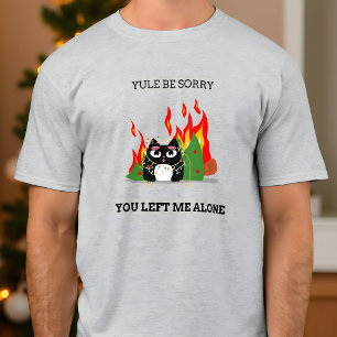 Camiseta Gato Engraçado Yule Sente Desculpem o Natal
