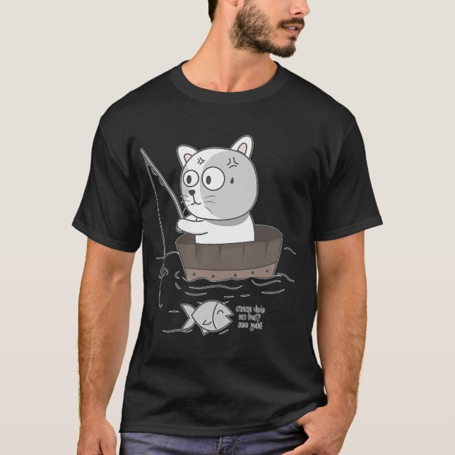 Camiseta Gato enquanto pesca (Frente)