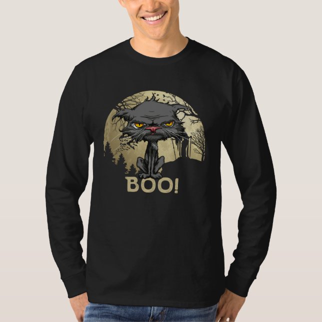 Camiseta Gato entediado Boo Olhos Amarelos Gato  Lua Hallow (Frente)