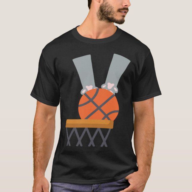 Camiseta Gato enterrada gato enterrando uma bola de basquet (Frente)
