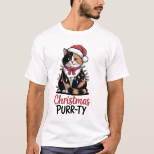 Camiseta Gato Envolto em Natal em Presépio de Natal