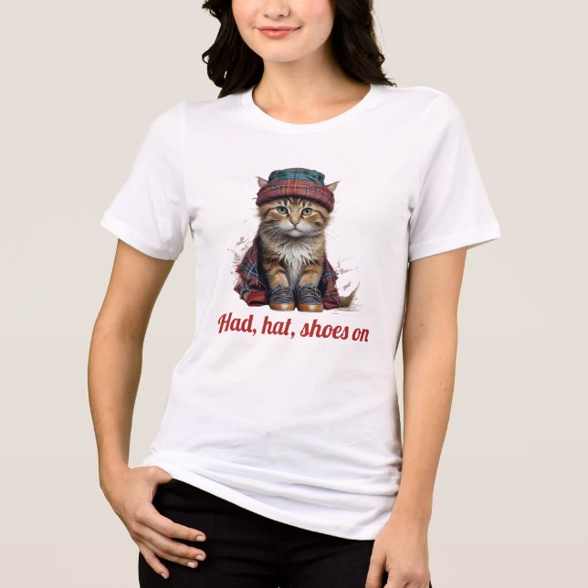 Camiseta gato escocês disfarçado - tinha calçados (Frente)