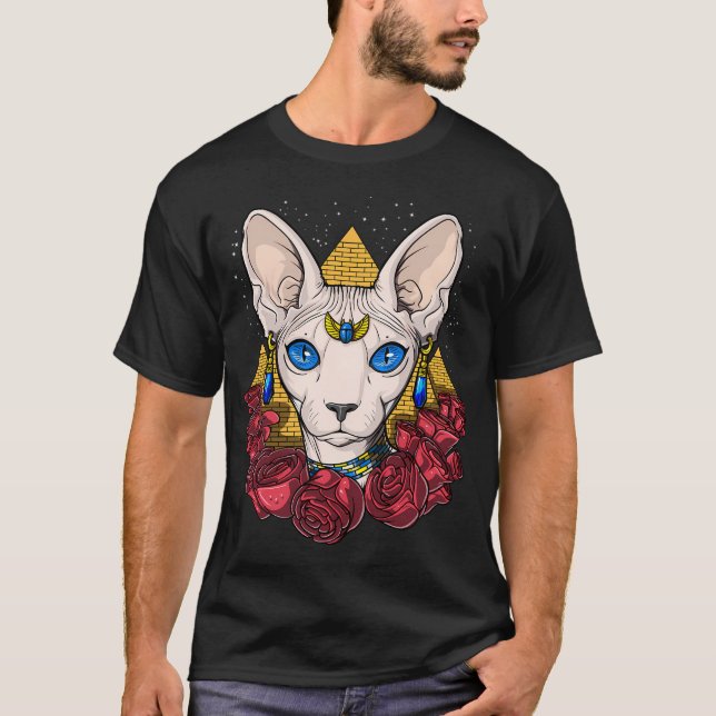Camiseta Gato Esfinge Egípcio (Frente)