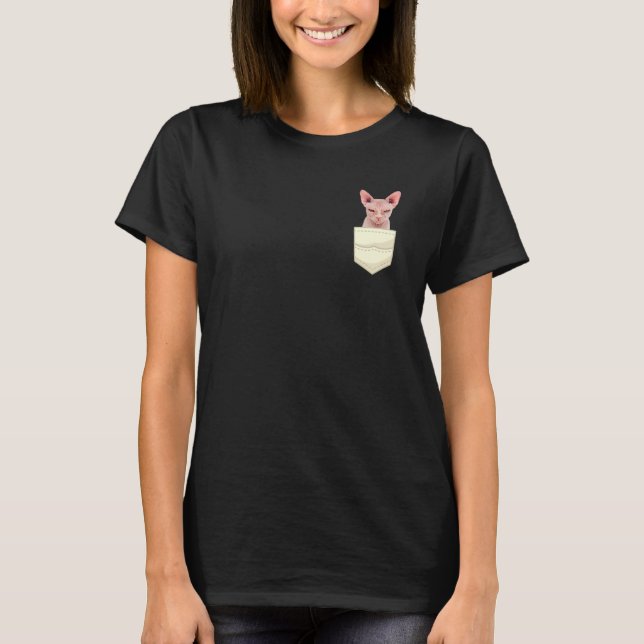 Camiseta Gato Esfinge Em Pocket Pet Kitten Sem Cabelo (Frente)