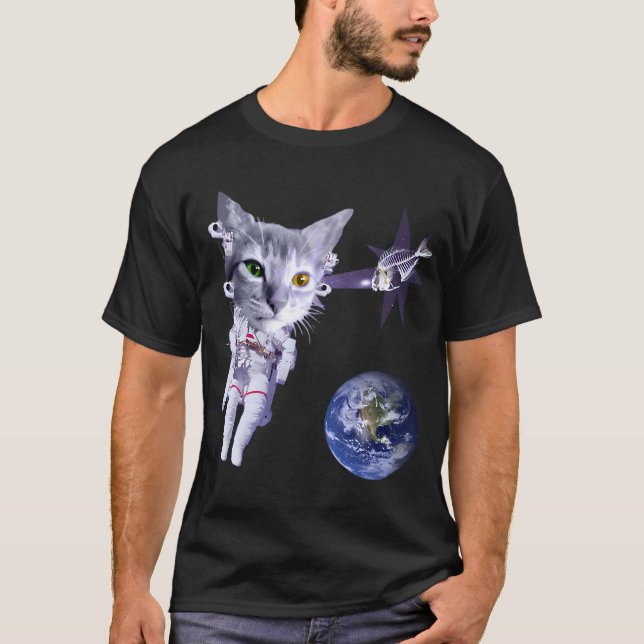Camiseta Gato espacial. (Frente)