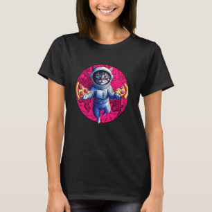 Camiseta Gato Espacial Amante de Pizza Astronauta Engraçado