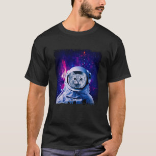 Camiseta Gato Espacial Astronauta na Galáxia Gatos Divertid