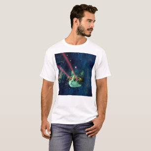 Camiseta Gato espacial com óculos amarelos