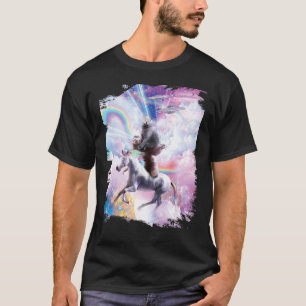 Camiseta Gato Espacial com Olhos de Laser no Unicórnio Preg