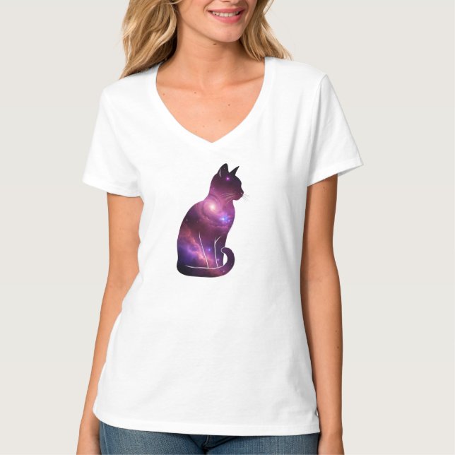 Camiseta Gato Espacial Cósmico Gráfico (Frente)