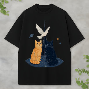 Camiseta Gato Espacial Fofo Astronauta Gatinho Amante da Ga