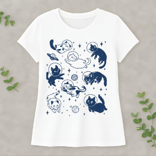 Camiseta Gato Espacial Fofo Astronauta Gatinho Amante da Ga