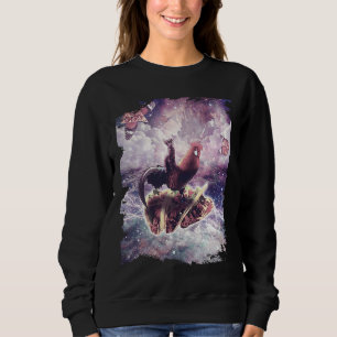Camiseta Gato Espacial Montando Unicórnio de Galinha Pizza 