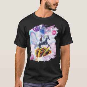 Camiseta Gato Espacial Montando Unicórnio - Taco & Donut