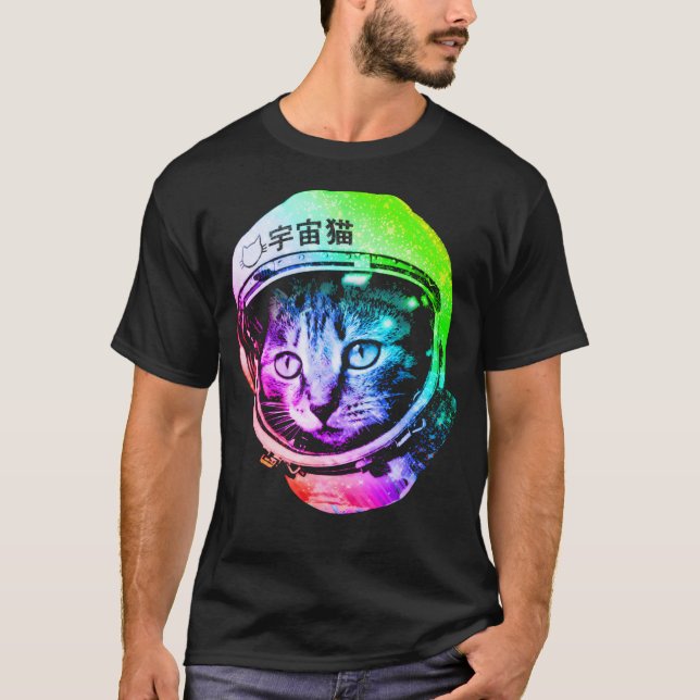 Camiseta Gato Espacial No Capacete Astronauta (Uch Neko) (Frente)