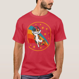 Camiseta Gato Espacial Retro Gato Malhado Vintage Fofo retr