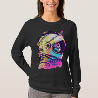 Camiseta Gato Espacial Vaporwave Estético Anos 80 90 Astron
