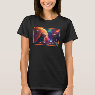 Camiseta Gato Espacial Vestido a Retro Elegante Vintage Fof