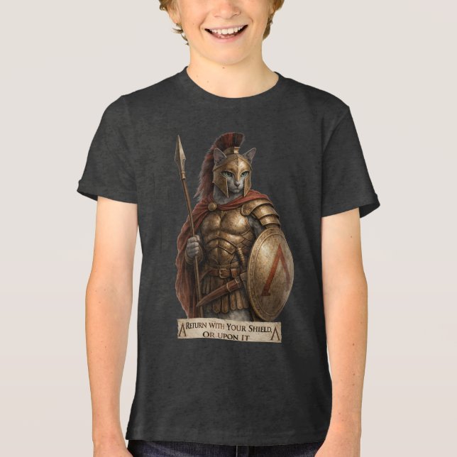 Camiseta Gato Espartano Azul Russo (Frente)