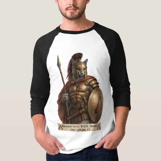 Camiseta Gato Espartano Azul Russo (Frente)