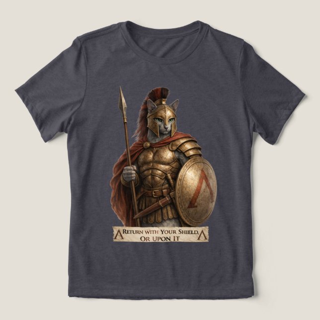 Camiseta Gato Espartano Azul Russo (Design frontal)