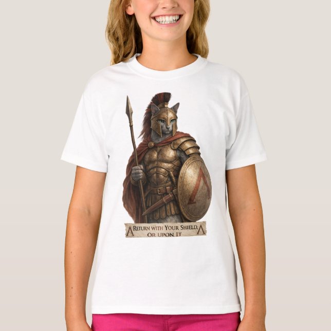 Camiseta Gato Espartano Azul Russo (Frente)