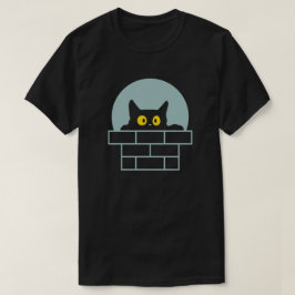Camiseta Gato espiando do topo da chaminé à noite