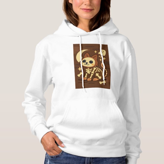 Camiseta Gato Esqueleto Assustador e Fantasma  (Frente)