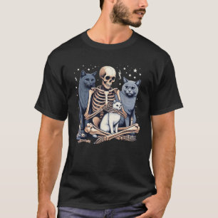 Camiseta Gato Esqueleto Caveira Gatinho Fofo Gótico Hallowe
