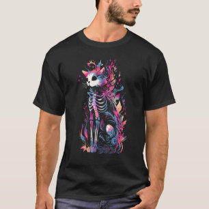 Camiseta Gato Esqueleto Pastel Goth Assustadoramente Fofo G