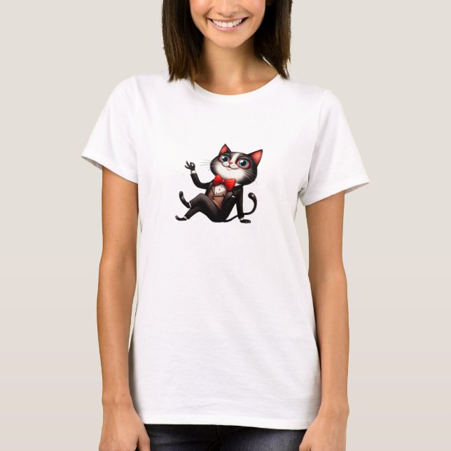 Camiseta Gato esquisito e engraçado (Frente)